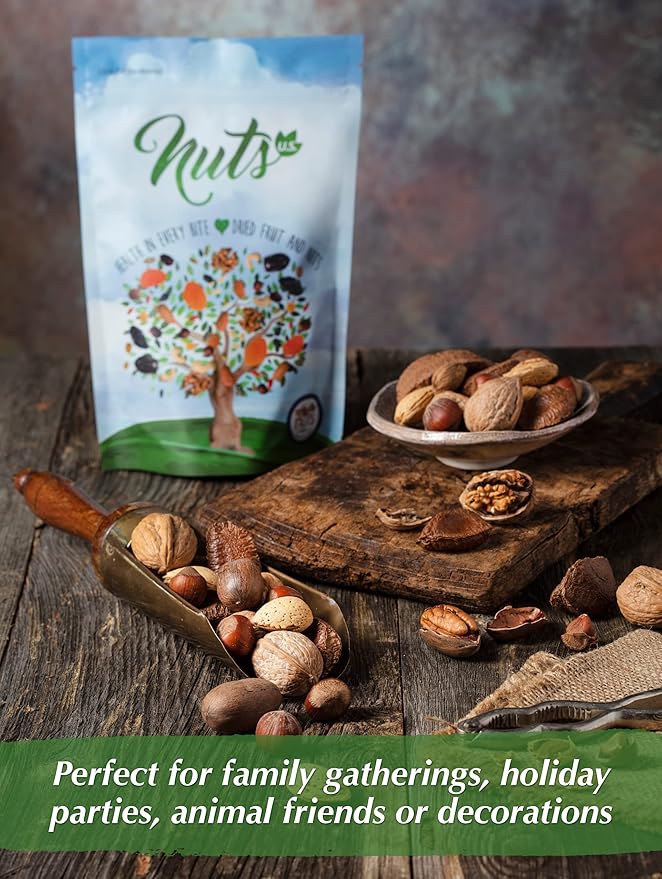 NUTS U.S. ??Mixed Nuts In Shell (Almonds, Walnuts, Hazelnuts, Pecans, Brazil Nuts) | No Added Colors and No Artificial Flavors | Fresh Buttery Taste and Raw |Packed In Resealable Bags!!! (2 LBS)