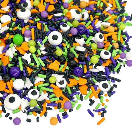 Manvscakes Halloween Sprinkles - Sprinkles For Cake Decorating, Edible Themed Sprinkles For Cookie Decorating, Chocolate Desserts, Cupcakes, Ice Cream, Caramel Apples, Ghost and Pumpkin Sprinkles 8oz