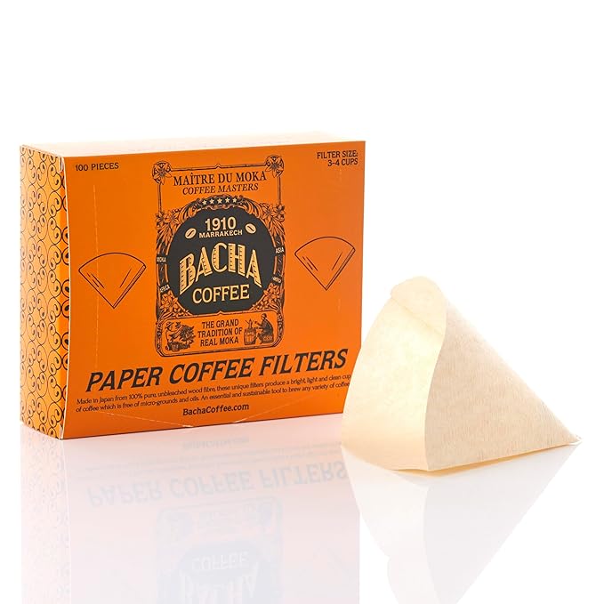 Bacha Coffee | Night in Venice Fine Flavoured Coffee, Autograph Collection, 100% Arabica Specialty Coffee, Ground Beans, Medium Roast, 350g & 100% Natural Unbleached Wood Fibre Paper Filters, Large