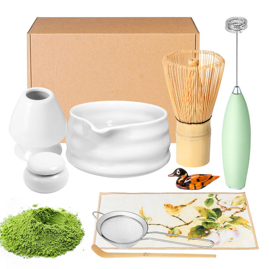ELIMTEC Ceramic Matcha Set – 9 Pack, White