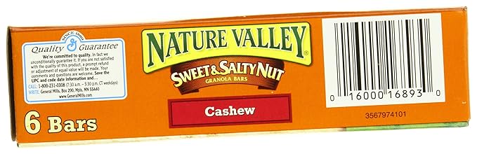 Nature Valley Sweet and Salty Nut Granola Bars, Cashew, 6 Bars, 7.2 oz