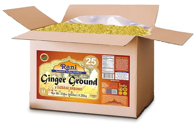 Rani Ginger (Adarak) Powder Ground, Spice 400oz (25lb) 11.36kg Bulk Box ~ All Natural | Vegan | Gluten Friendly | NON-GMO | Indian Origin