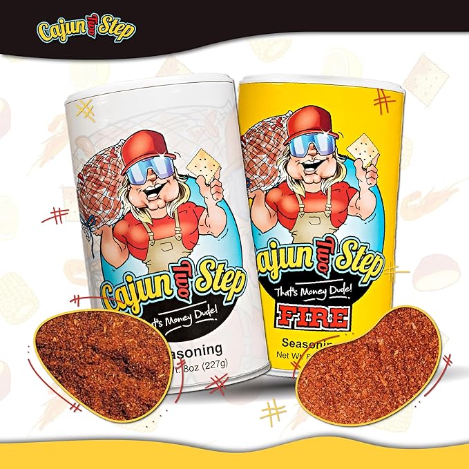 Cajun Two Step - StaleKracker - Variety Bundle - 1 each of Original Seasoning 8oz and Fire Seasoning 8 oz