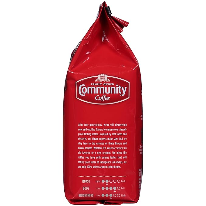 Community Coffee Golden Caramel Flavored 72 Ounces, Medium Roast Ground Coffee, 12 Ounce Bag (Pack of 6)