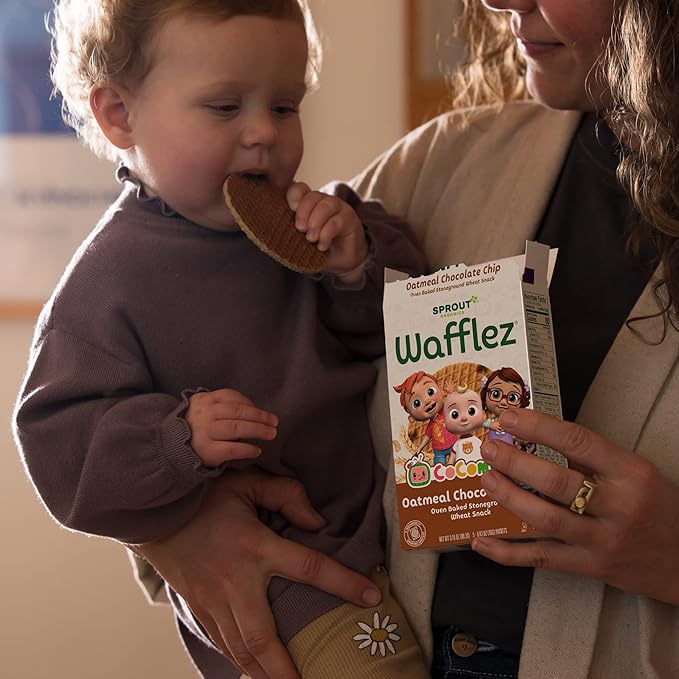 Sprout Organics, Toddler Snacks, Oatmeal Chocolate Chip Waffles, Single Serve Waffles (50 Count)