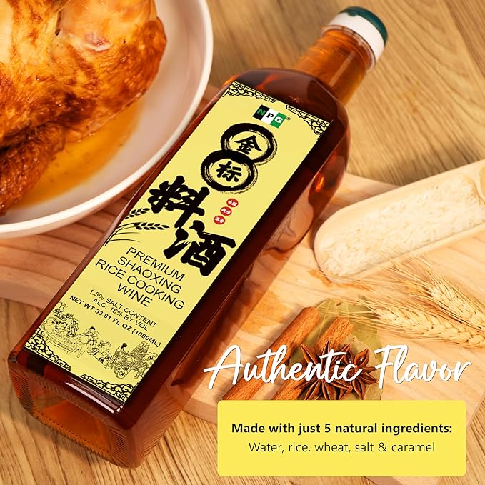 NPG Premium Shaoxing Cooking Wine, 33.81 Fl Oz (Pack of 2), Authentic Shao Hsing Rice Wine for Chinese and Asian Cooking, Perfect Flavor Enhancer for Stir-Fries, Marinades, and Soups