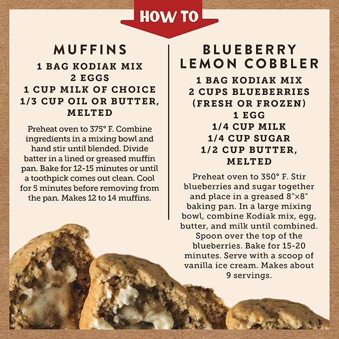 Kodiak Cakes Power Bake, Protein Muffin Mix, Blueberry Lemon, 14 Ounce (Pack of 6)