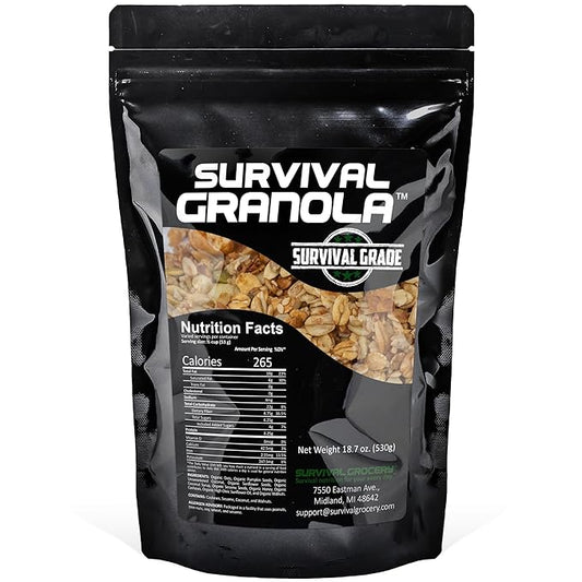 Survival Grocery Organic Ancient Grain Survival Granola??- Gluten Free, Non-GMO, No Added Sugar, High Protein Snack With Nuts, Seeds, Coconut, and Honey - Ideal for Breakfast, Cereal, Yogurt, or Snack (18.7 oz./1 Bag)