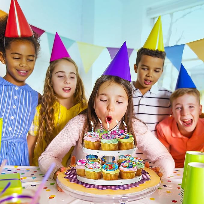 30 x Edible Cupcake Toppers Themed of Collection of Edible Cake Decorations | Uncut Edible on Wafer Sheet (5th Happy Birthday)