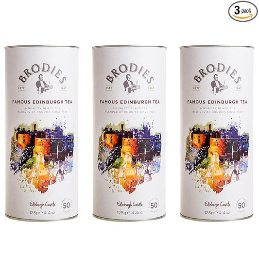 Brodies Tea, Famous Edinburgh Tea, Black Tea Imported from Scotland, Canister of 50 Bags (Pack of 3)