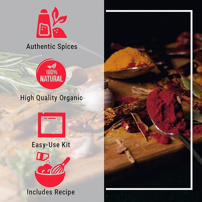 Butter Chicken Makhani, Tandoori Chicken, Beef Vindaloo Indian food spice kits by Flavor Temptations | Home Cook Authentic Indian Food | Organic, Gluten Free, No Sodium (3 Spice Kits)