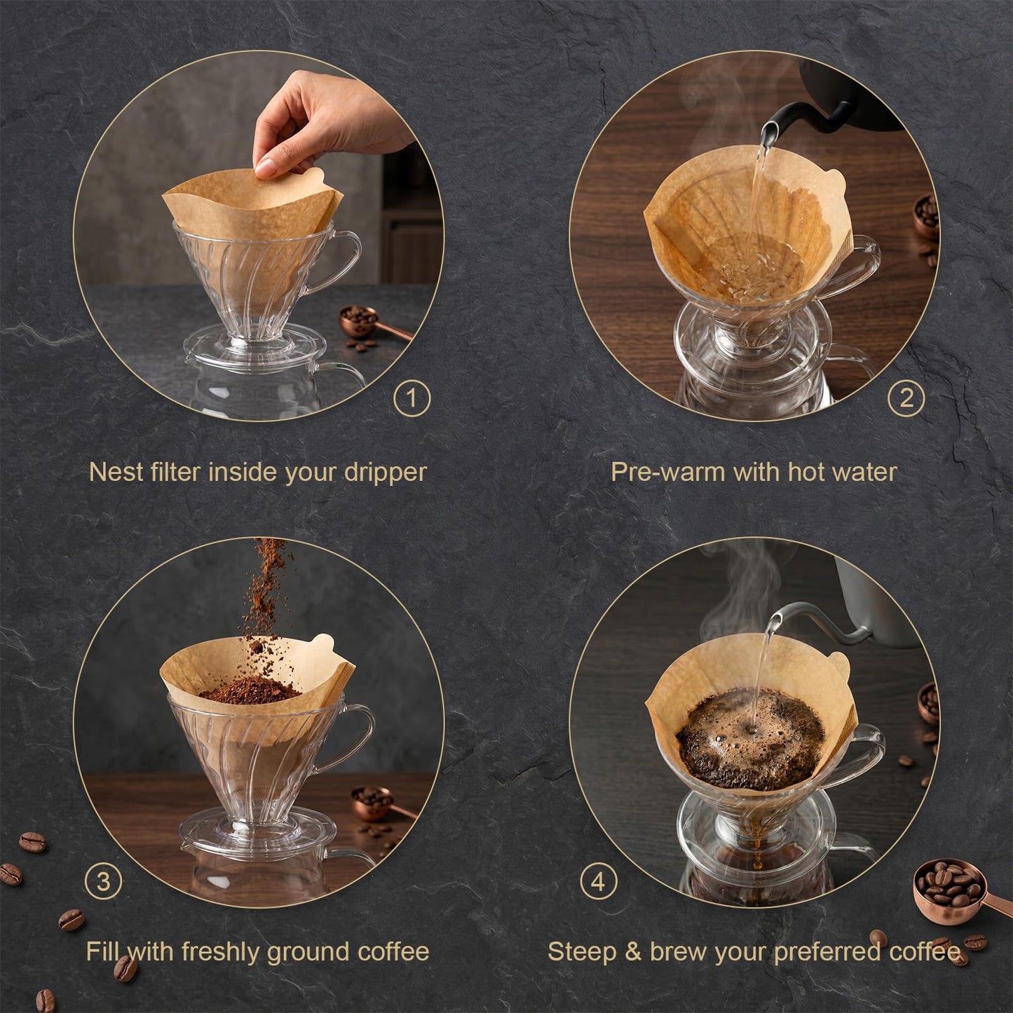 100 Count Coffee Filter 2,Cone Coffee Filters,Filter 2-4 Cups of Coffee