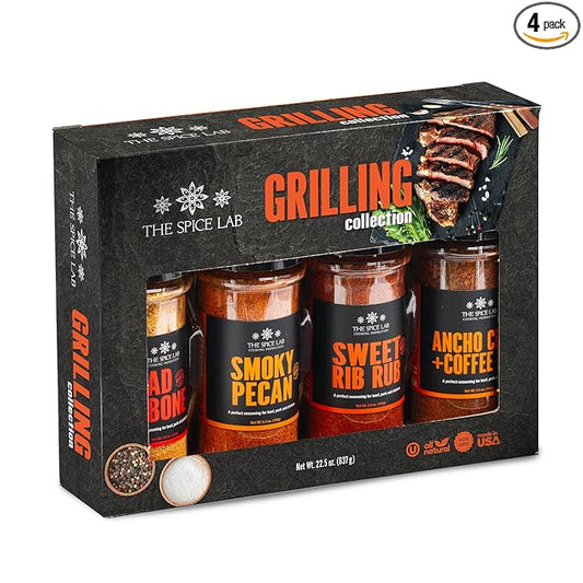 The Spice Lab BBQ Barbecue Spices and Seasonings Set - Ultimate Grilling Accessories Set - Gift Kit for Barbecues, Grilling, and Smoking - Great Gift for Men or Gift for Dad Made in the USA