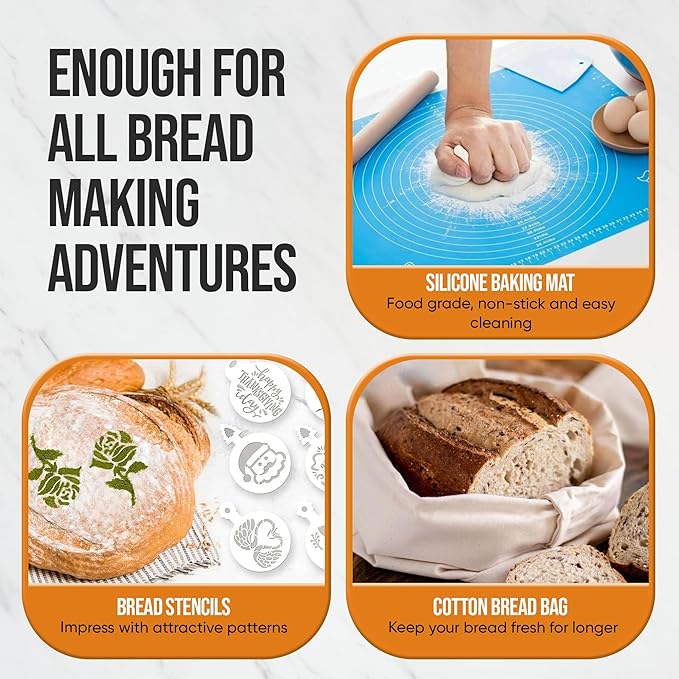 Trailblaze Banneton Bread Proofing Basket Set ??Complete Sourdough Bread Baking Supplies ??Sourdough Starter Kit ??Sourdough Proofing Basket Gift for Bakers - Bread Baskets (9" Round & 10" Oval)