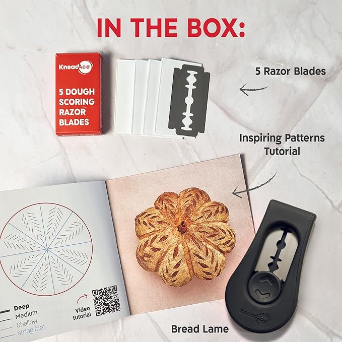 Sourdough Starter Kit ??24oz Starter Jar, 2 Cotton Rope Banneton Proofing Baskets, Magnetic Bread Lame for Scoring ??Gift for Bakers & Complete Sourdough Bread Baking Set