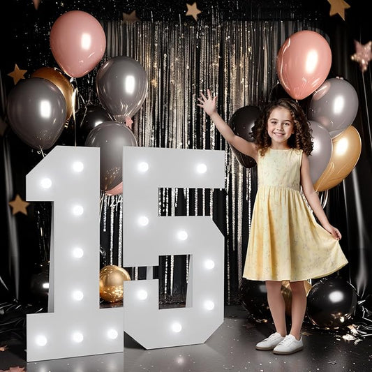 imprsv Marquee Numbers Large 15th-Birthday Decorations: 3ft Light up Numbers Balloon for Party Big Quinceanera Decorations 15 Year Old Girls Boy Foam Board Wall Number 15