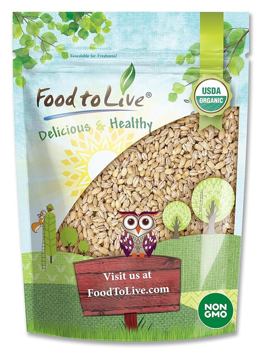 Food to Live Organic Pearl Barley, 6 Pounds ??Non-GMO, Polished Unhulled Barley, Kosher, Vegan, Bulk. Cooks Faster than Hulled Barley. Rich in Fiber, Selenium. Great for Hot Cereal, Salads, Stews