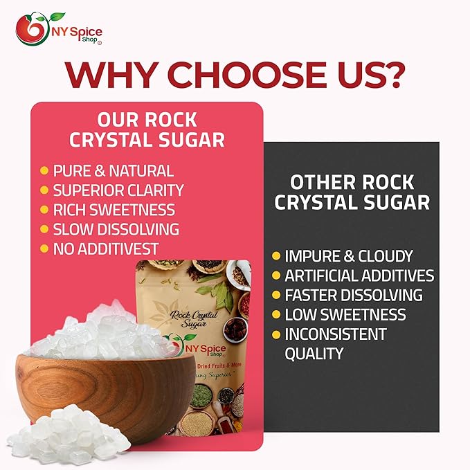 NY SPICE SHOP Rock Sugar ??5 Pound Bag Rock Candy Crystals ??Sugar Rocks Whole Crystals ??Rock Candy ??Rock Sugar for Tea, Cakes