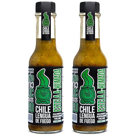 Hot Sauce | Chile Lengua de Fuego (Pack of 2, Estela A-Humada) – Medium Heat Smoky Salsa Verde with