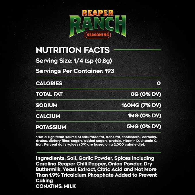 Anderson Pepper Company - Reaper Ranch Seasoning - Carolina Reaper Ranch All-Purpose Spicy Seasoning, Dip Mix, Rub for Grilling, Everyday Use, Sugar-Free, Gluten-Free 5.5 oz. Jar