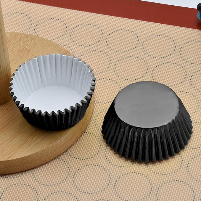 200 Pcs Black Foil Cupcake Liners Standard Baking Cups Muffin Paper Cases