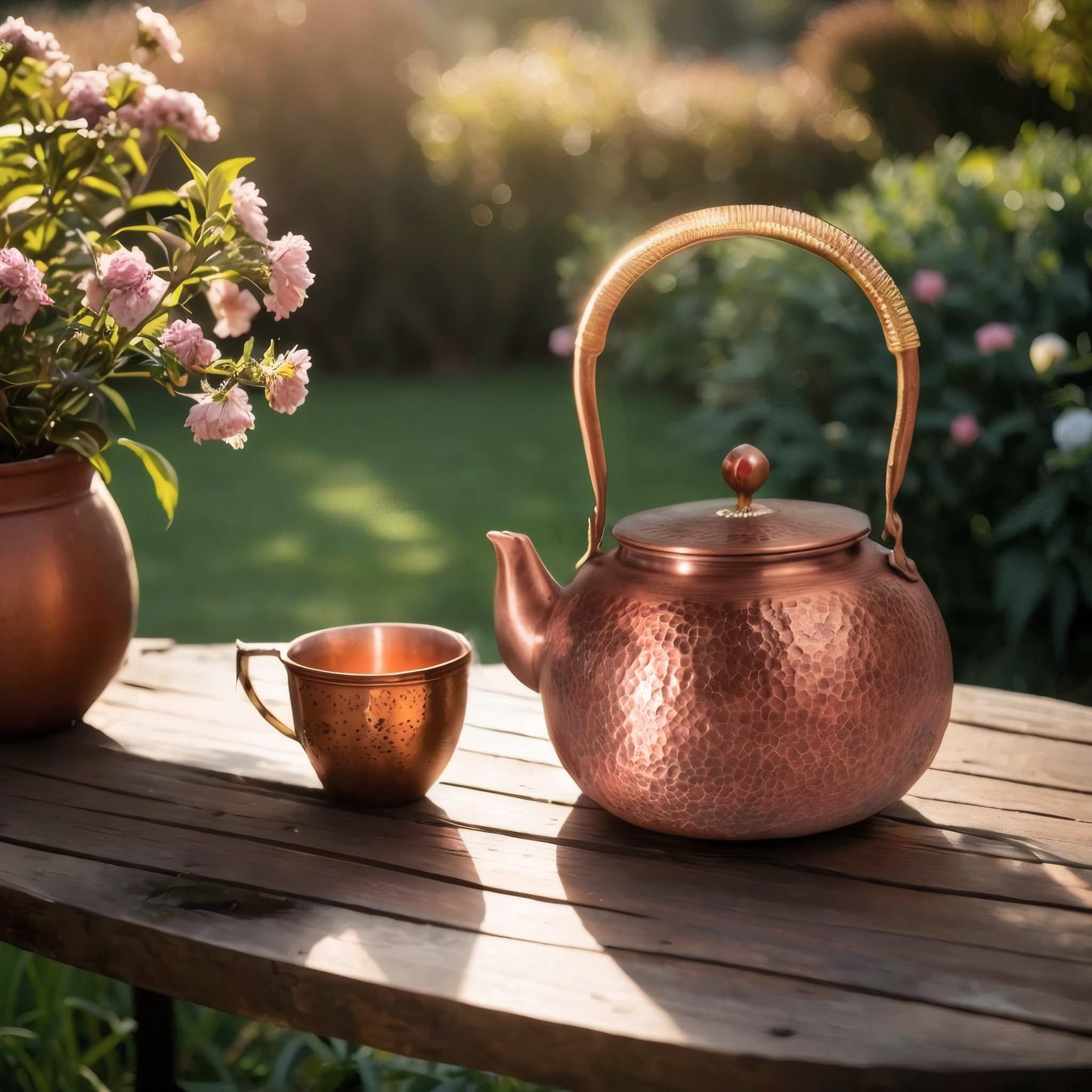 frymmx Handmade Hammered Copper Tea Kettle for Stove Top - 1.6 Quart (1500ml) Extra Thick Stovetop