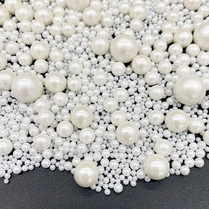 Weraru Edible White Pearl Sugar Sprinkles Candy Mixing Size Baking Edible Cake Decorations Cupcake Toppers Cookie Decorating Celebrations Wedding Shower Party Chirstmas Supplies 130g/ 4.58oz