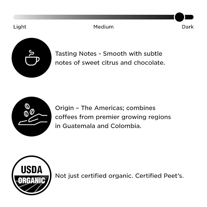 Peet’s Coffee Organic Alma De La Tierra K-Cup Coffee Pods for Keurig Brewers, Dark Roast, 22 Pods