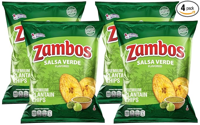 Zambos Plantain Chips Salsa Verde (Pack of 4)