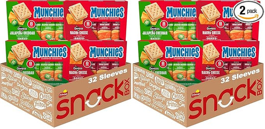 Munchies Baked Sandwich Crackers Variety Pack, Doritos Nacho Cheese and Doritos Jalapeno Cheddar, 1.38 Oz sleeves (Pack of 64)