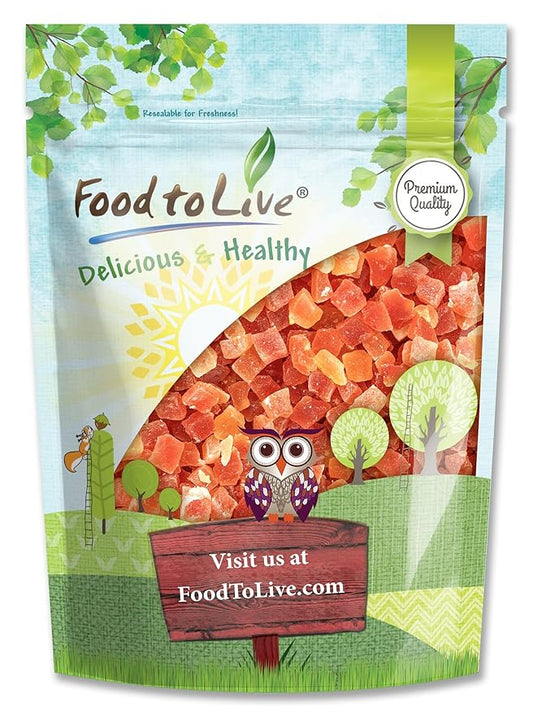 Food to Live Dried Diced Papaya, 1 Pound Kosher, Vegan, Sweetened, Unsulfured, Bulk
