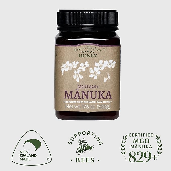 Mason Brothers’ Raw Manuka Honey MGO 829+ | 17.6oz New Zealand Honey, MGO Certified