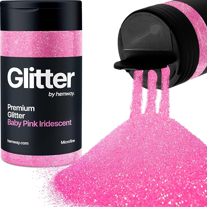 Hemway Premium Glitter Shaker - Baby Pink Iridescent | 125g Microfine Metallic Flake Sequins for Resin & Epoxy Crafts | Craft Supplies for Tumblers, Festival, Art