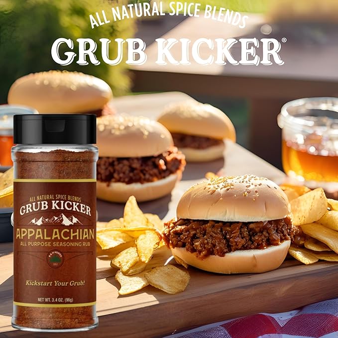 Grub Kicker Appalachian All Purpose Seasoning- 3.4 oz Bottle - All Purpose Seasonings for Cooking BBQ, Chicken Wings, Pork & More - Use for AP & Soul Food Seasoning Recipes