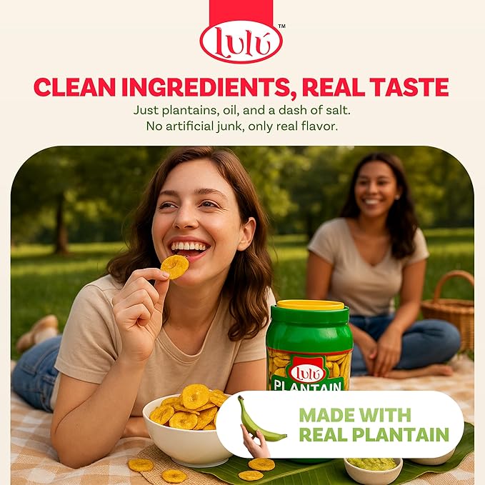 LULU Plantain Chip Coins ??Original Flavor, 20 oz Jar ??Crunchy Plantain Slices ??No Artificial Colors or Preservatives ??Ready-to-Eat Snack, Platanitos Chips in a Container