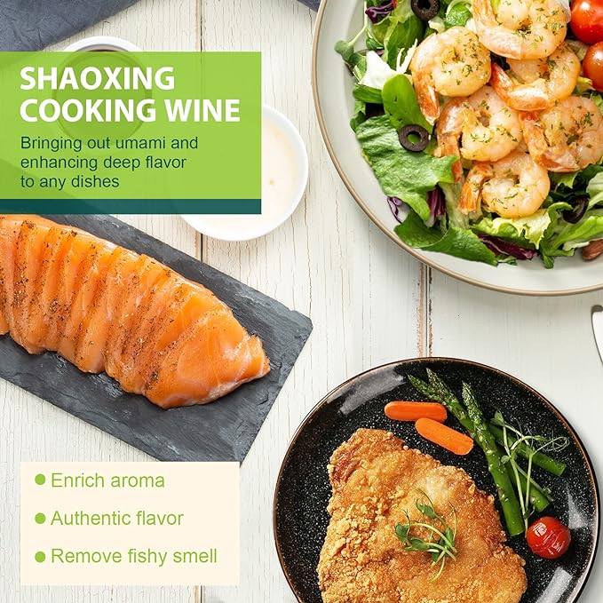 Soeos Shaoxing Cooking Wine, Shaoxing Rice Wine, Chinese Cooking Wine, Rice Cooking Wine, Shaoxing Wine Chinese Cooking Wine, Shao Hsing Rice Wine, 21.64 fl oz (640 ml), 2 Packs, Regular Cooking Wine