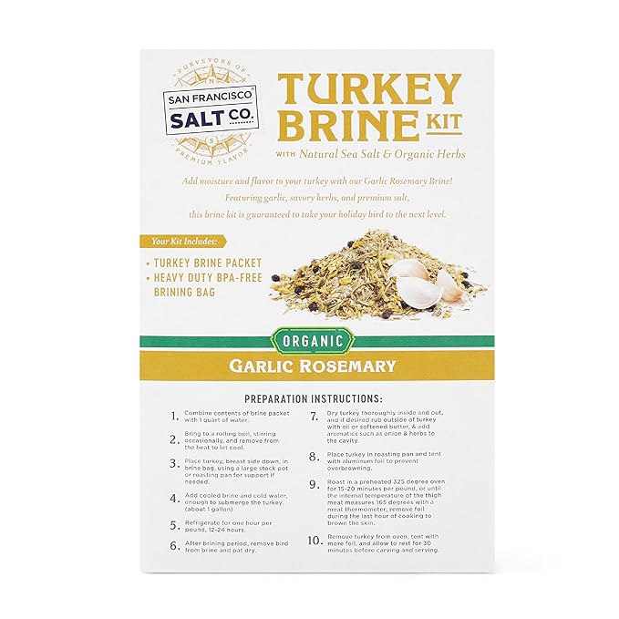 Organic Turkey Brine Kit - 13 oz. Garlic Rosemary Brine with BPA-Free Brine Bag for Whole, Smoked, Oven-Roasted or Fried Turkey by San Francisco Salt Company