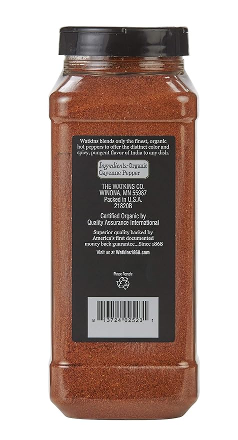 Watkins Gourmet Spice, Organic Cayenne Pepper, Bulk Food Service Size, 16.5 oz (Pack of 1)