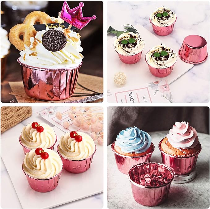 Baking Cups Ramekins, EUSOAR 50Pcs Disposable Ramekin Muffin Baking Cups, Aluminum Cupcake Cups, Tip Pan Ramekin Holders, Little Foil Cups