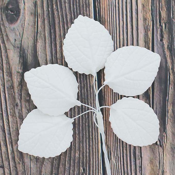 Global Sugar Art Hydrangea Leaves Sugar Cake Flowers Small White, 30 Count by Chef Alan Tetreault