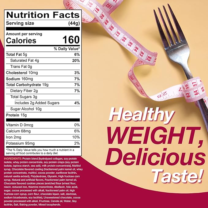 ProtiDIET Cookies and Cream High Protein Bar - 15g Protein - No Trans Fat Meal Replacement Bars - Great Protein Snacks for Adults to Support a Busy and Active Lifestyle - 7 Protein Bars Per Box
