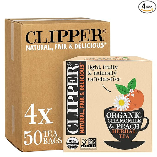 Clipper Tea Chamomile & Peach Teabags ??USDA Organic, Great Hot or Iced ??Natural, Fair & Delicious Fruity Chamomile & Peach Infusion ??200 Tea Bags