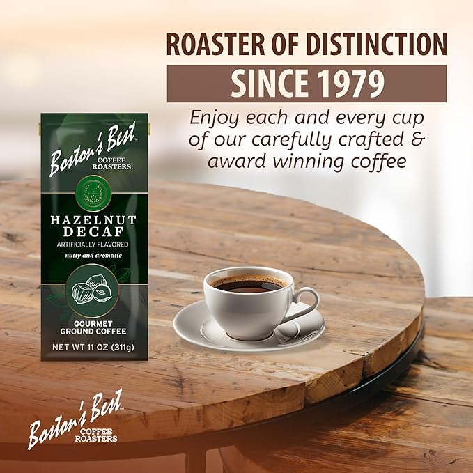 Boston???Best Coffee - Hazelnut Decaf Gourmet Coffee, Delicious Medium Roast Coffee, Nutty Premium Ground Coffee, 11 oz. / 311 g Coffee Bag