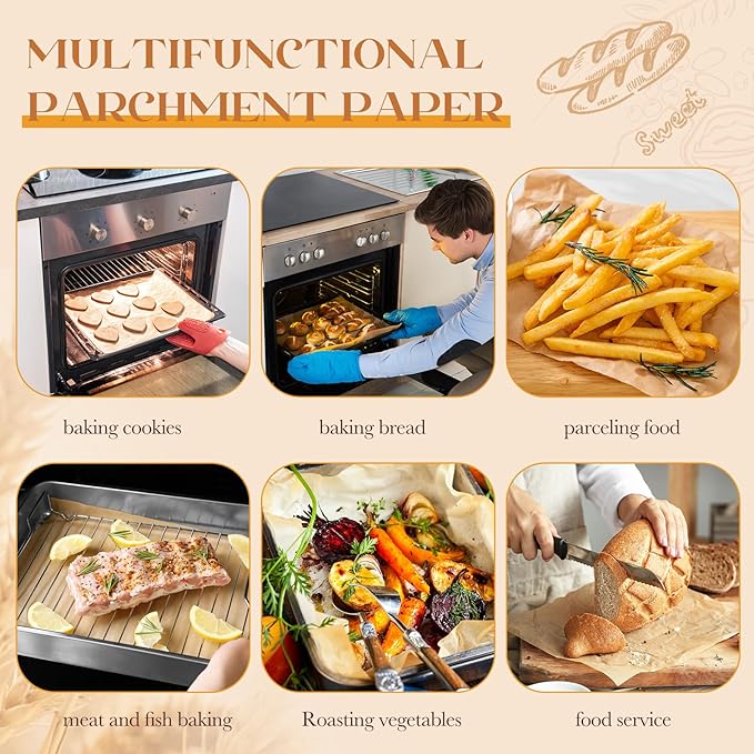 1000 Pcs 12x16 Inch Unbleached Parchment Paper Sheets, Bulk Precut Parchment Paper for Baking, Non-stick Flat Baking Sheets for Cookies, Cooking, Grilling, Air Fryer, Steaming, Oven
