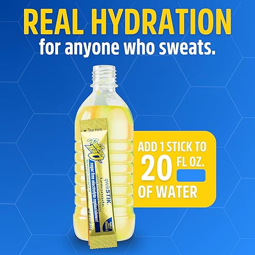 Sqwincher Zero Qwik Stik, Sugar Free, Low Calorie, Low Sodium Electrolyte Powder Hydration Drink Mix, Lemonade, .11 0z Packet (Pack of 50)