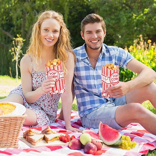500pcs Paper Popcorn Bags for Party, 1 Oz Small Vintage Individual Servings Popcorn Container Pop Corn Bags Bulk for Popcorn Machine Accessories Supplies Movie Nights (500)