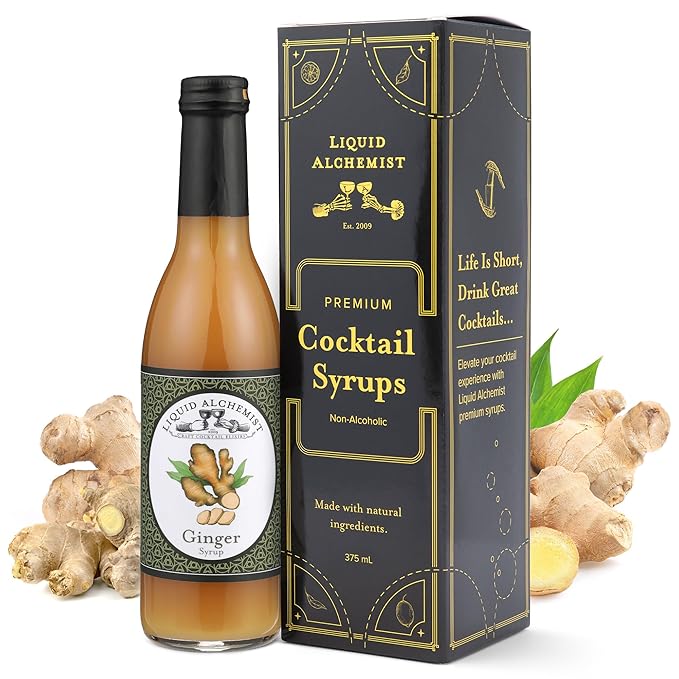 Liquid Alchemist Ginger Syrup for Cocktails - Real Ingredients Make our Liquid Ginger Puree for Cocktails the Perfect Moscow Mule Syrup - Our Non-GMO Vegan Drink Mixer Lasts Up to 2 Years (12.7 oz)
