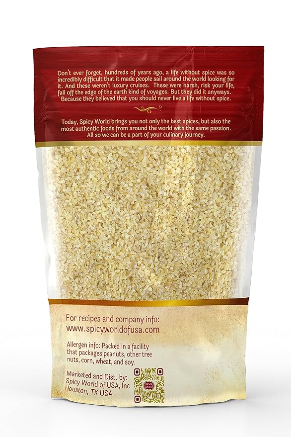 Bulgur Cracked Wheat Medium Coarse #2, 2 LB Bag (32oz) | USA Grown Bulgar Wheat for Tabouleh | 100% Natural & Pure | Great for Vegan Recipes by Spicy World