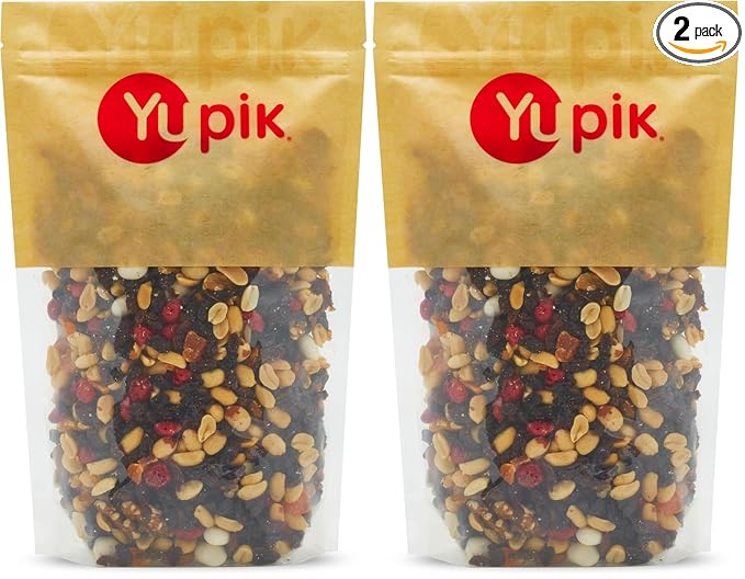 Yupik Camp Trail Mix, 2.2 lb, A mix of raisins, papaya, almonds, peanuts, walnuts, yogurt covered raisins, and candy covered peanuts (Pack of 2)