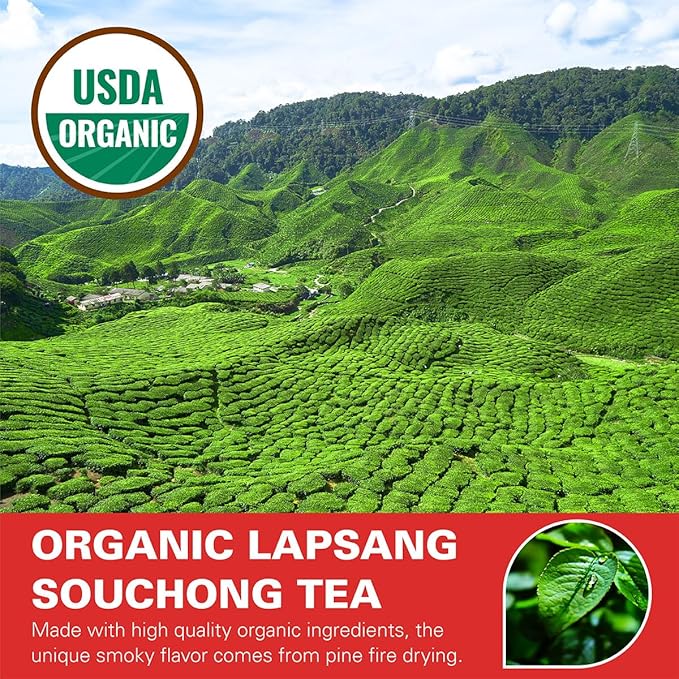 WT WEETEE Organic Lapsang Souchong Tea Loose Leaf, Organic Smoky Black Tea 8 Ounces, Natural Caffeine & Antioxidant, Traditional Chinese Tea